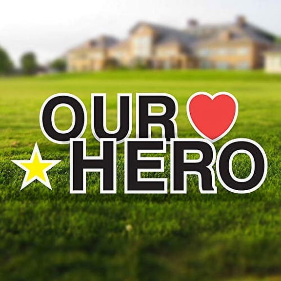 Vispronet Our Hero Yard Sign, 18in Yard Letters with Stakes, Outdoor Sign