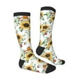 thumbnail image 3 of Picia Women Crew Soft Moisture-wicking Socks Sunflowers Leaves And Birds Pattern Design Cotton Socks, One Size fit All, 3 of 9