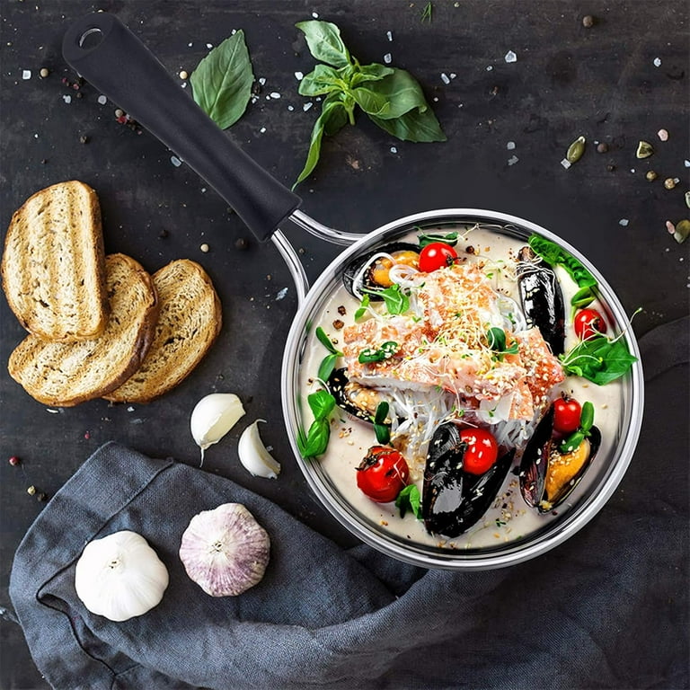 Nonstick Cartoon Milk Sauce Pan 2.3 QT - PFOA Free Aluminum Pot With Glass Lid For Stove Tops