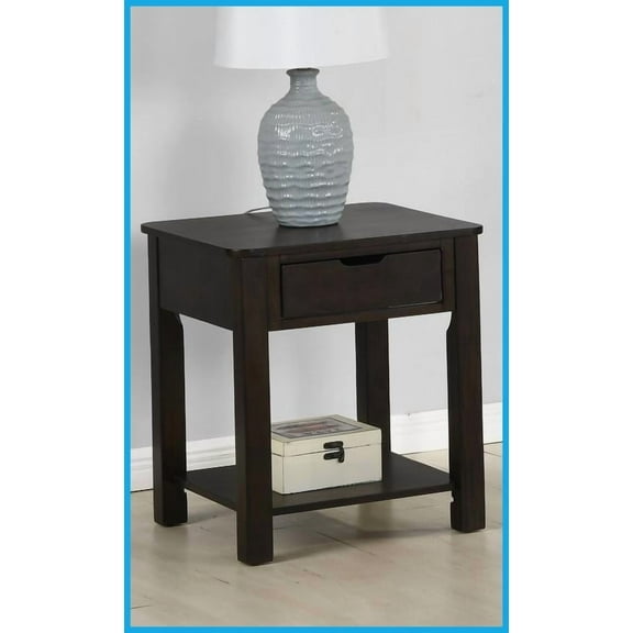 20” Dark Brown MDF Coffee Table with Rounded Edges, Bottom Shelf & Space-Saving Design for Living Room