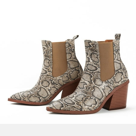 

Ankle Boots Women Ankle Boots Autumn And Winter Fashion Comfortable Pattern Pointed Toe Chunky Heel Square Heel Slip On