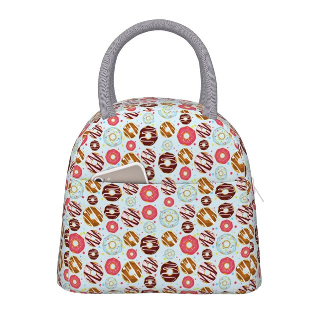 Balery Colorful Donuts Bolsa de Almuerzo para Mujeres, Caja de Almuerzo, Bolsa de Almuerzo Pequeña Impermeable, Tote de Almuerzo Reutilizable con Gran Capacidad
