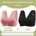 thumbnail image 2 of Fouhkni 2 Pack Plus Size Front Closure Bras Seniors Comfy Wireless Sleep Bras High Support Push up Bras, 2 of 4