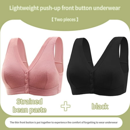 Itsame 2PC Bras for Women s Full Support Everyday Casual Bra Set Standard Straps Cotton Wireless Comfort Bralette Red Size 4XL