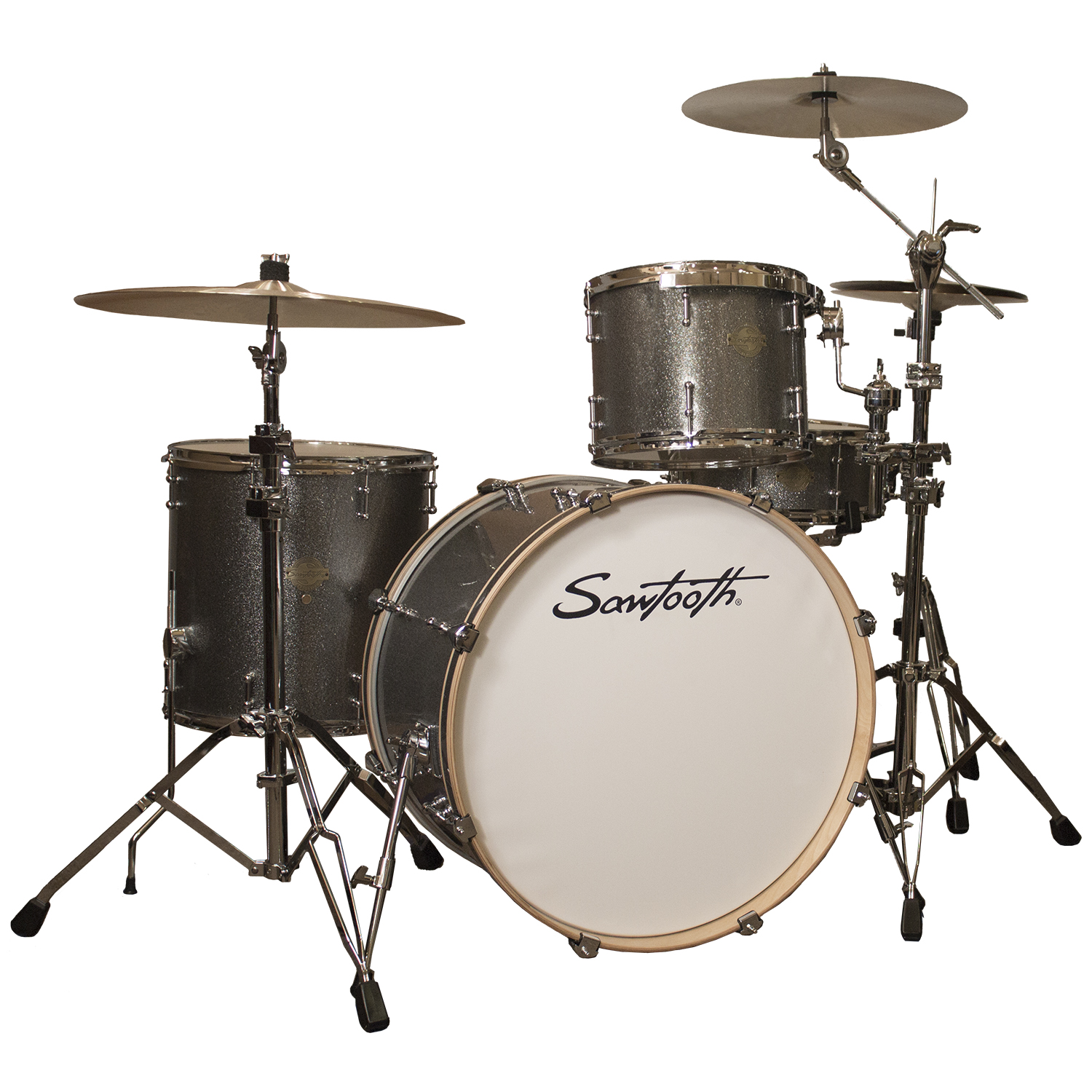 Sawtooth Command Series 4-Piece Drum Set Shell Pack with 24" Bass Drum, Silver Sparkle
