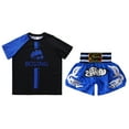 thumbnail image 3 of Doomiva Kids Boys Mixed Martial Arts MMA Boxer Costume Short Sleeve Boxing T-shirt Sports Tops with Shorts Tracksuit Blue 14, 3 of 6