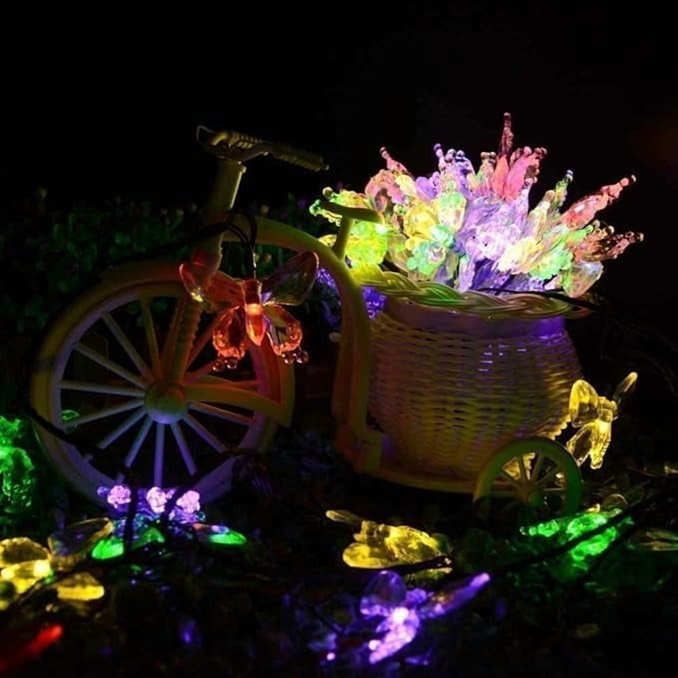 Huiyi Butterfly String Lights, 8m 40LED Outdoor Solar Powered String Light 8Mode Indoor for Lighting for Lawn Patio Wedding Party Decor