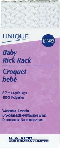 UNIQUE Baby Rick Rack, 3 mm × 3.7 m — White, 3 mm x 3.7 m