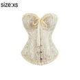 thumbnail image 2 of Women's Lace Up Boned Overbust Corset Bustier Lingerie Bodyshaper Top Princess corset -Apricot color, 2 of 6
