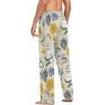 thumbnail image 5 of Men's Pajama Pants with Pockets Sleepwear Lounge Pants Stretch Casual White Lilies, 5 of 6