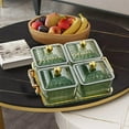 thumbnail image 1 of Platos modernos para servir, bandeja para aperitivos, cuenco para aperitivos con tapa, plato de verduras secas para regalo, para dulces, 4 rejillas BLESIY plato de servir dividido, 1 of 8