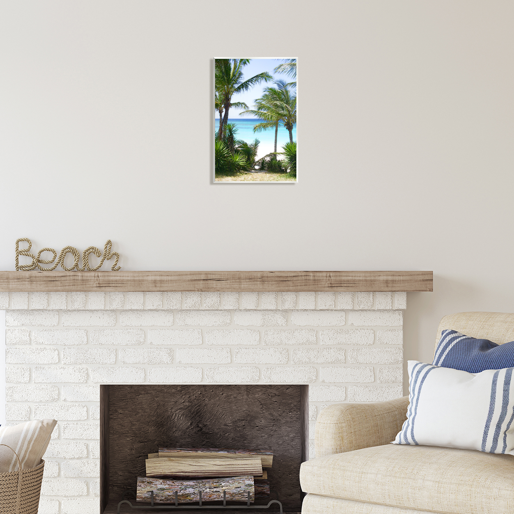 Stupell Industries Palm Trees Near Beach Nature Photography Unframed Art Print Wall Art, 10 x 15