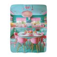 thumbnail image 2 of Atomic Kitty Cat Sherpa Fleece Blanket Mid Century Modern Retro Design | Cozy, 2 of 6