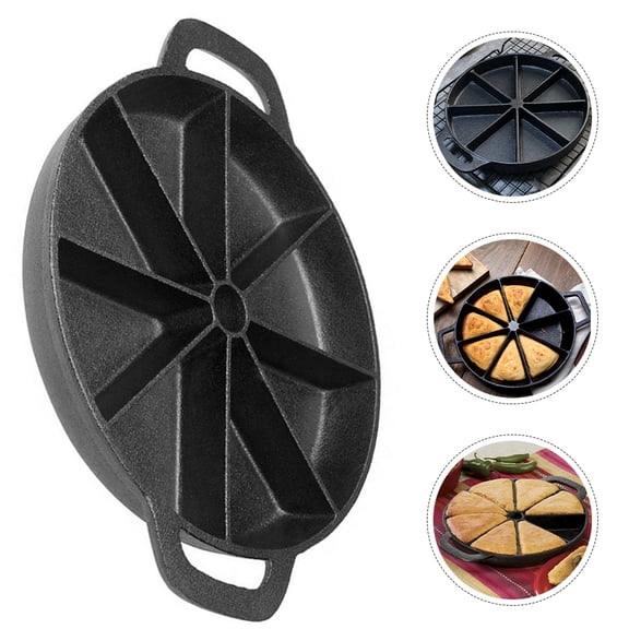 HOOWIFFY Nonstick Cast Iron Bread Pan with Divided Sections and Secure Handles in Black