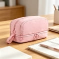 thumbnail image 4 of Rewenti Back to School Large Capacity 4-Layer Pencil Case Solid Color Uncomplicated Multifunctional Stationery Bag for Students, 4 of 6