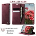 thumbnail image 3 of CaseMe Calf Leather Lining Microfibre Wallet Case for Samsung Galaxy S23 5G 6.1-inch with RFID Blocking,Magnetic Closure,Card Slots,Cash Slot,Kickstand,Shockproof Flip Folio Protective Phone Case,Red, 3 of 10