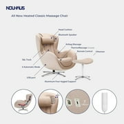 Nouhaus Heated Classic Massage Chair Full Body and Spot Massaging Recliner with Ottoman, Bluetooth Speaker, in-Chair Charger Mellow Sand