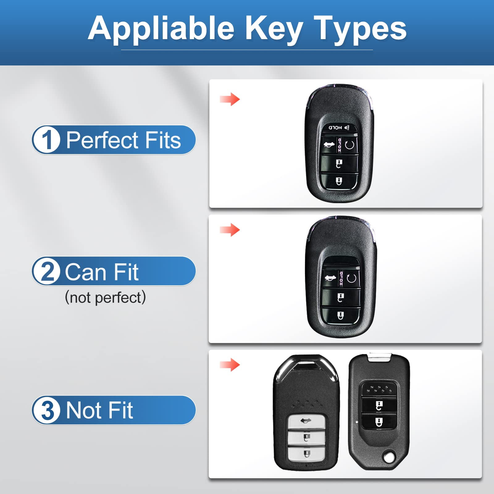 Compatible with Honda Key Fob Cover with Keychain Leather Key Case Protector for 2022 Honda Accord Civic CRV Pilot Odyssey 11th Gen Smart Key Case Holder