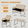 thumbnail image 5 of Tappio 4-Piece Rattan Patio Furniture Set, Outdoor Wicker Conversation Set with Tempered Glass Table, Black, 5 of 8