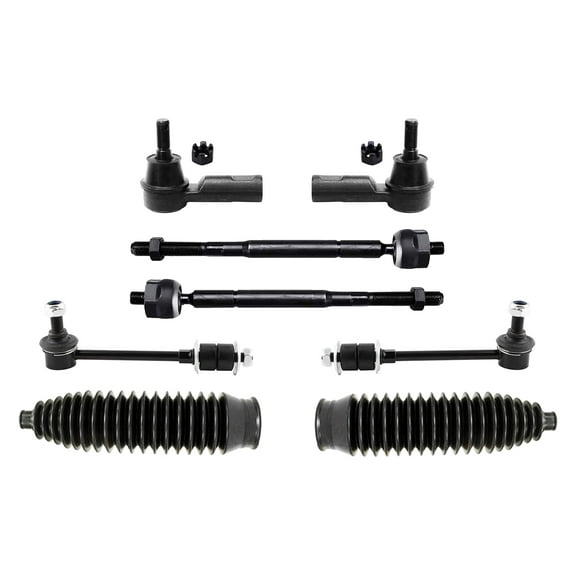 PartsW - 8 Pc Front Sway Bar Links, Outer & Inner Tie Rod Ends with Rack & Pinion Bellow Boots, Suspension Kit Compatible with RWD Models