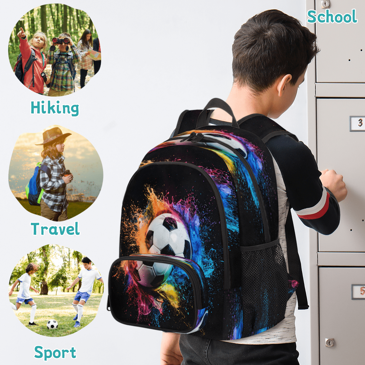 Herdesigns Sport Soccer Laptop Backpack for Women Men, Work Computer Backpacks, 18.3 Inch Large Computer Nurse Teacher Bags Travel Casual Daypack