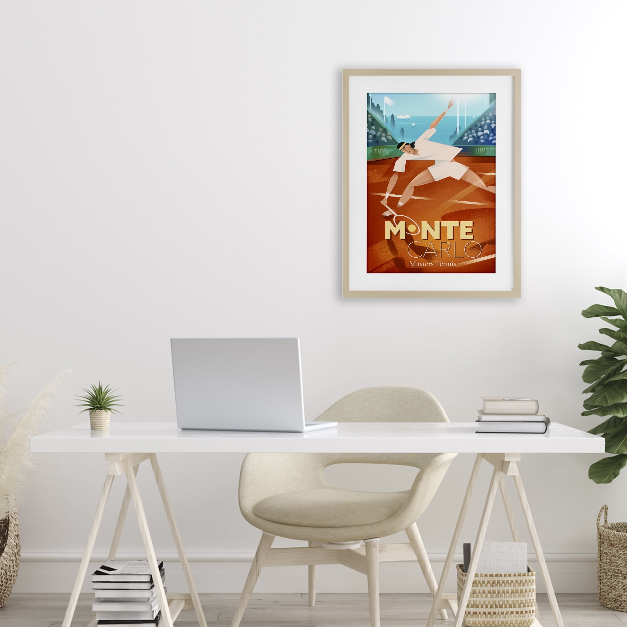 Stupell Industries Monte Carlo Masters Tennis Birch Framed Print Under Glass, design by Martin Wickstrom