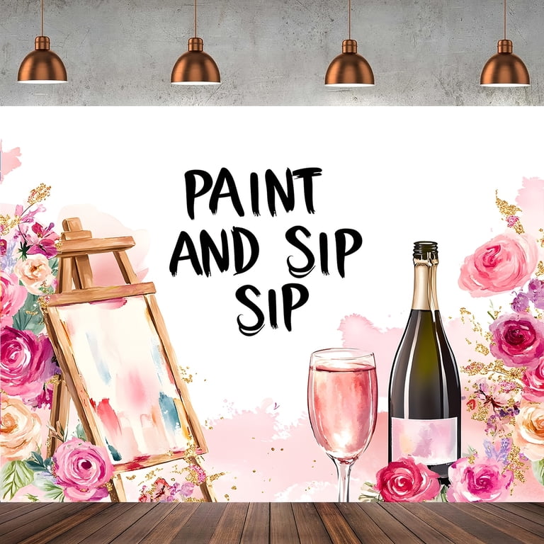 Rose Gold Paint & Sip Party Decorations Kit – Includes Foil & Latex Balloons, Banner For Wine Painting Birthday Parties