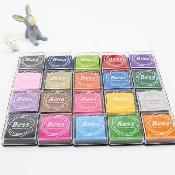 Masteelf 1 Set 20 Colors Finger Ink Pad Stamp Pad DIY Craft Stamp Pad Rubber Stamps Partner for Kids Teachers Kindergarten