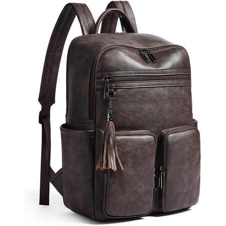 Laptop Backpack for Women 16 Inch,Vegan Leather Travel Backpack Purse Work Business Computer Backpacks Teacher Nurse College Laptop Bookbag Casual Daypack,Two-toned Coffee