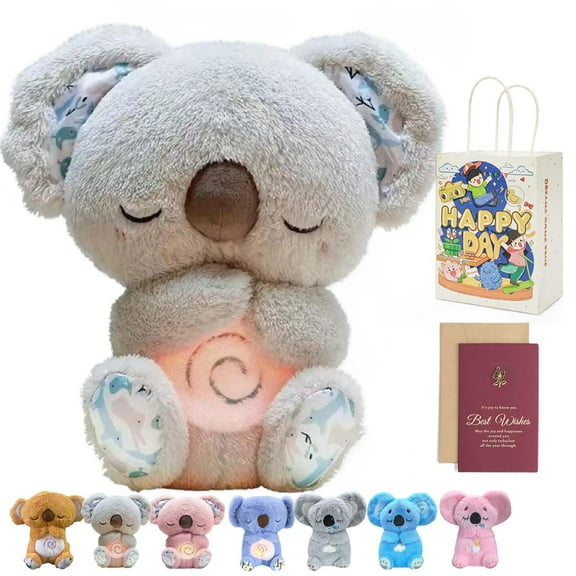Evora Anxiety Relief Koala Bear - Breathing Stuffed Animal for Sleep With Musical Lights & Rhythmic Breathing Motion (G)