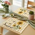 thumbnail image 6 of Sunflower Placemats for Dinning Table Set of 6, Yellow Plaid Lattice You Are My Sunshine Burlap Kitchen Place Mats Waterproof Cloth Table Mats, Indoor Outdoor Placemats Easy Clean Dinner Decor, 6 of 8