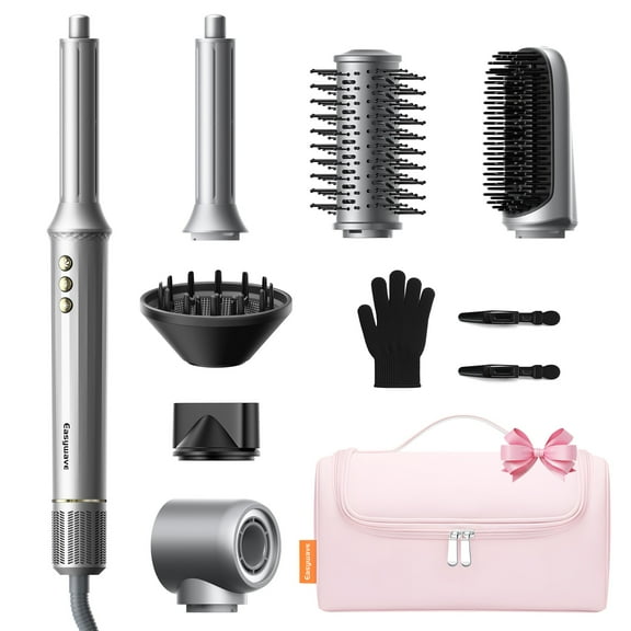 7 in 1 Hair Styler & Hair Dryer Brush, 110,000 RPM High-Speed Blow Dryer with Negative Ions for Frizz-Free Styling Fast Drying Curling Volumizing Straightening, Hot Air Styler with Travel Case