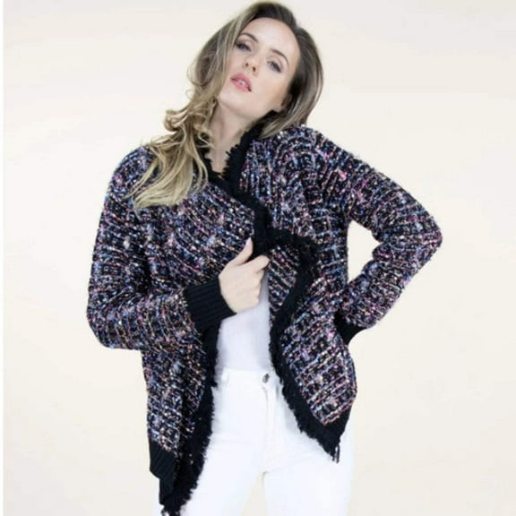 Elegant Multicolor Polyester Jacket for Women with Textured Design and Comfort Fit|SOL24A294