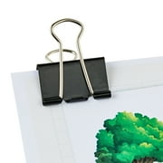 Pen+Gear Medium Metal Binder Clips, Black, 12 Count