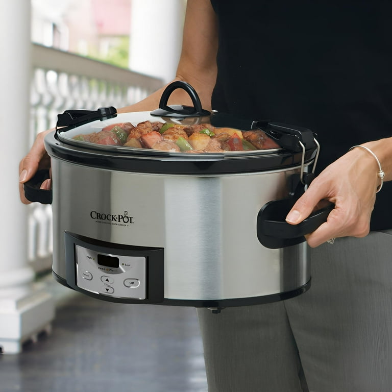 Crock Pot 7 Quart Programmable Slow Cooker with Digital Timer Carry Lid Walmart