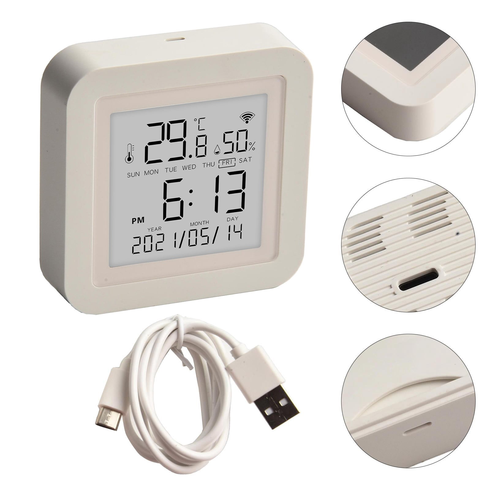 For Tuya Smart Wifi Thermometer Hygrometer Indoor Room Digital Temperature Sensor Dc 5V With Usb Cable High Accuracy