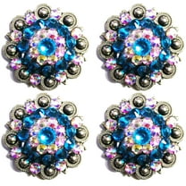 Lot of 4 Conchos Concho Rhinestone Horse Saddle Western Berry Turquoise CO69