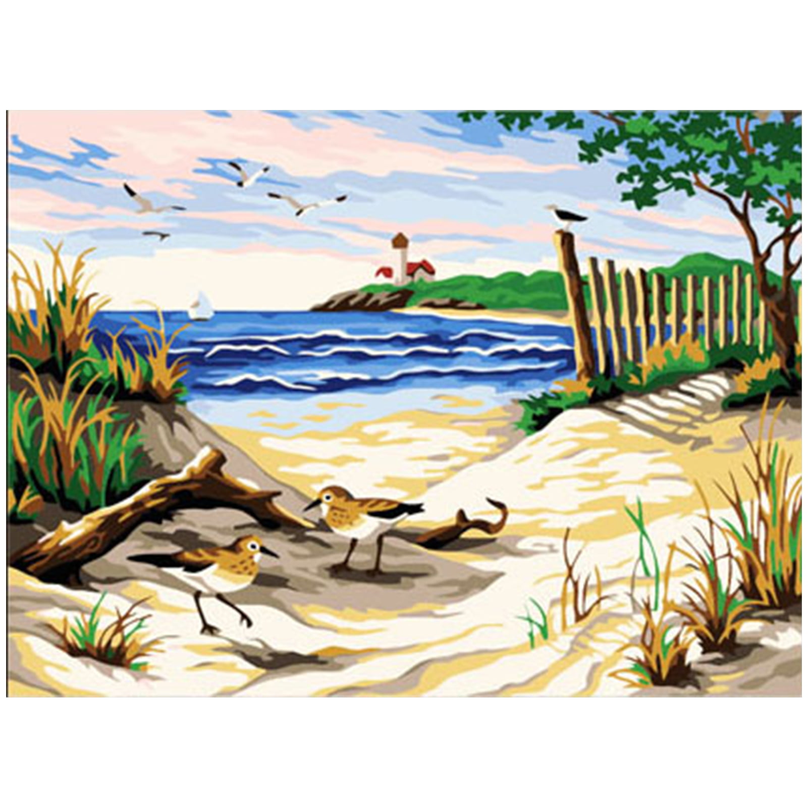 Paint by Numbers Beach Vacation Girl for Adults and Kids DIY Oil Painting Gift Kits Unframed Pre-Printed Canvas Art Home Decoration 16X20 Inch