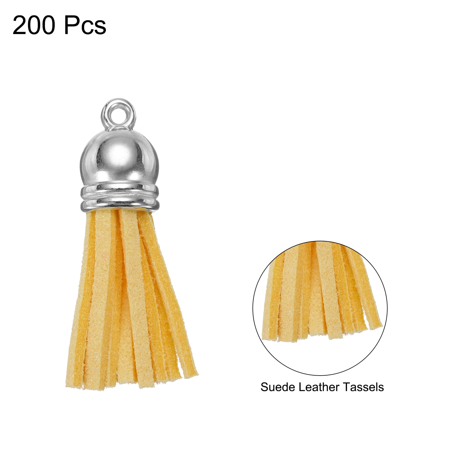 Unique Bargains Keychain Tassels Bulk Leather Tassels Deep Yellow