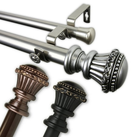Royal 1" Double Curtain Rod 120-170 inch - Black