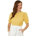 thumbnail image 1 of Día De San Patricio Blusa De Manga Corta Con Hombros Descubiertos Y Volantes Sin Cuello Con Volantes En La Espalda Para Mujer Amarillo M, 1 of 6