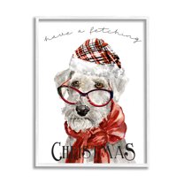 Stupell Industries Have a Fetching Christmas Dog Graphic Art White Framed Art Print Wall Art, Design by Livi Finn