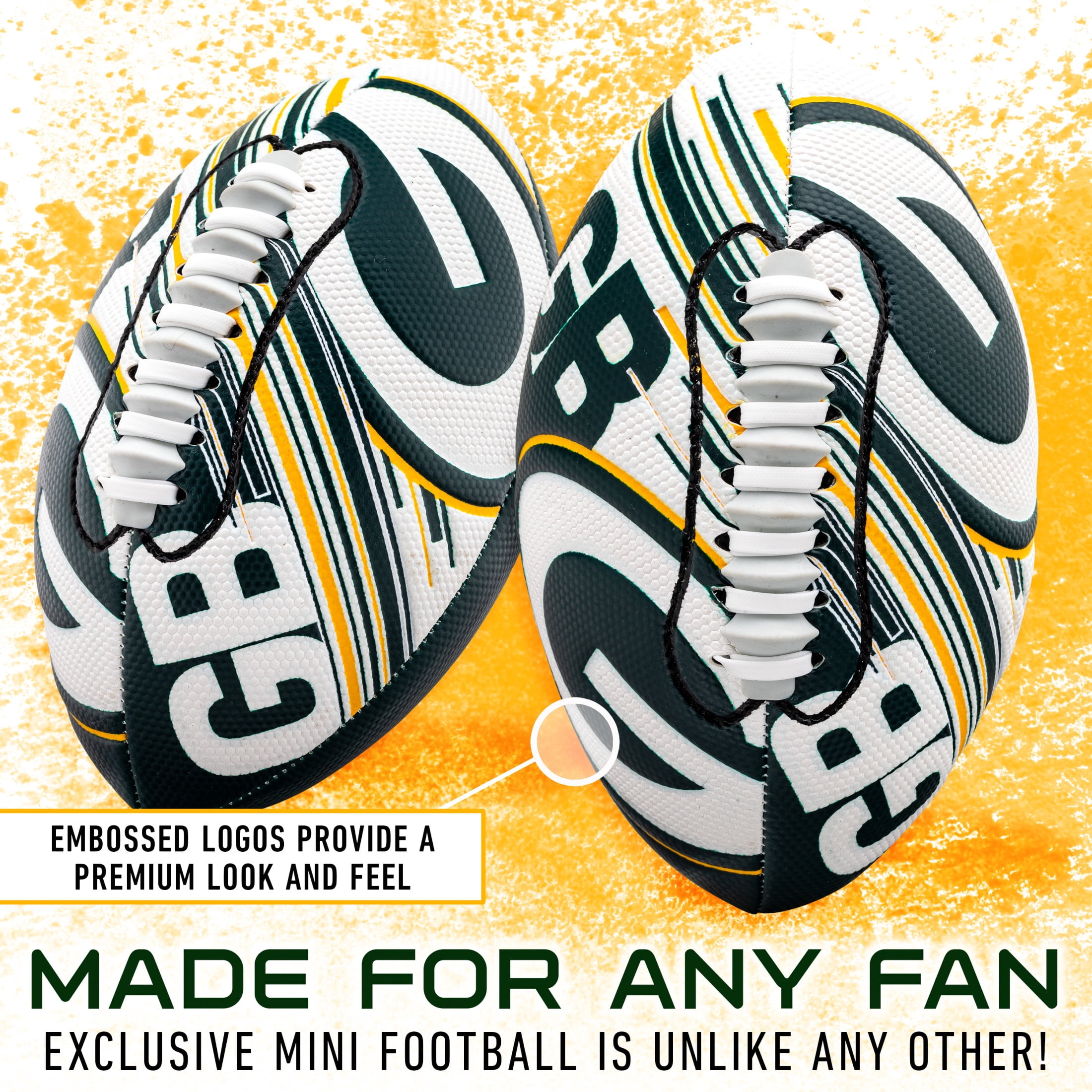 NFL Green Bay Packers Football - Youth Mini Football - 8.5" Football- SPACELACE Easy Grip Texture- Perfect for Kids !