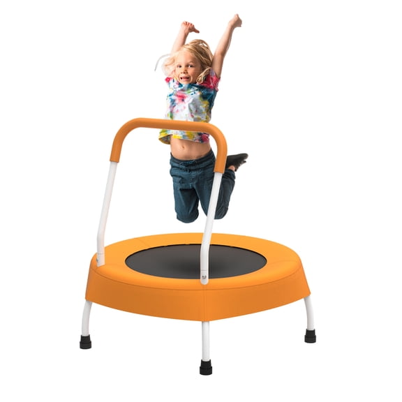 Leumius 28inch Mini Trampoline with Handle for Kids,Indoor Outdoor Small Rebounder Trampoline for Boys and Girls,Orange