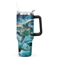 thumbnail image 2 of 40oz Tumbler with Handle and Straw | Gifts for Women | Sea Turtles Stainless Steel Travel Mug | Double Wall Vacuun Insulated Cup with Lid and Straw (Turtles), 2 of 7