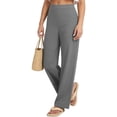 thumbnail image 6 of ClodeEU Women's High Waisted Linen Wide Leg Pants,Casual Elastic Waist Trousers with Pockets Gray,Women's Plus XL, 6 of 8