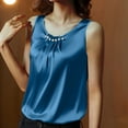 thumbnail image 2 of yillto Womens Satin Tank Tops Pleated V Neck Sleeveless Silky Vest Shirts Causal Loose Outfits for Women, 2 of 7