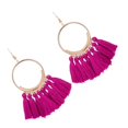 thumbnail image 3 of Pendientes de borla Qarigey con colgante dorado para mujer Rosa roja, 3 of 3