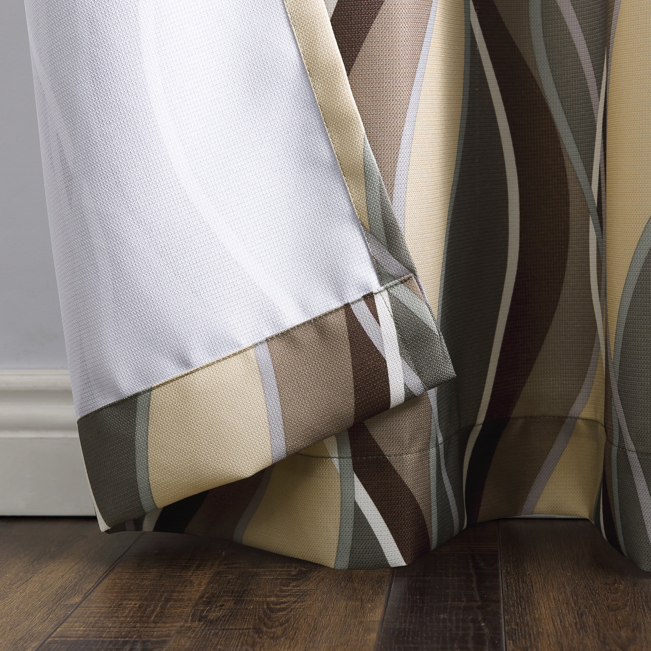 No. 918 Intersect Wave Print Casual Textured Curtain Panel, 48"x95", Spruce Green