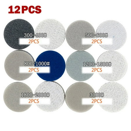 

12pcs 1in 25mm Round Sponge Sanding Disc Sandpaper Hook and Loop Grit 300-3000